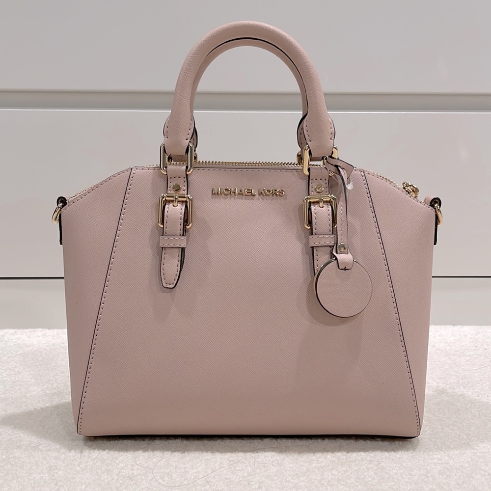 Michael Kors “Ciara” Medium Messenger Bag/Satchel, Leather, Soft Pink